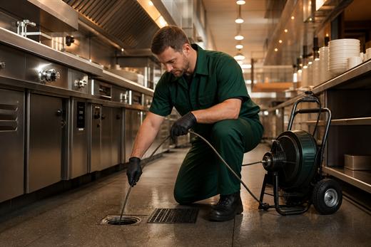 Desentupimento profissional em cozinha comercial