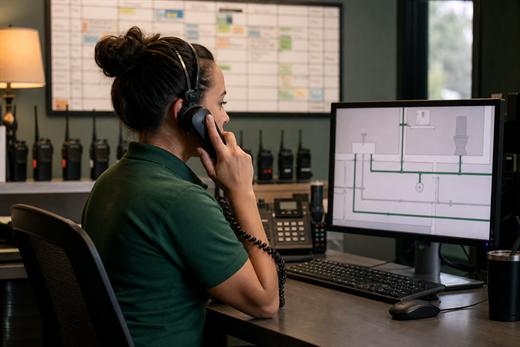Profissional realizando triagem técnica do chamado
